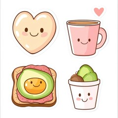 A cute, kawaii set of breakfast