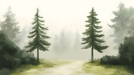 tree, winter, forest, christmas, snow, landscape, nature, fir, pine, mountain, cold, trees, season, sky, holiday, xmas, scene, vector, wood, spruce, green, frost, celebration, design, illustration