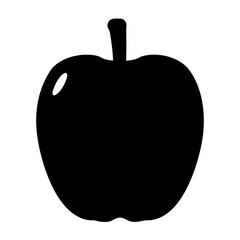 Simple and clean black silhouette of an apple with reflection detail