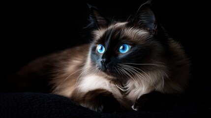 Majestic Siamese Cat with Striking Blue Eyes