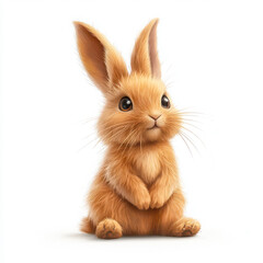 Naklejka premium Cute bunny sitting upright on white background