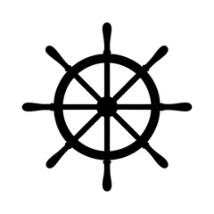 Obraz premium A black silhouette of a ship's wheel or nautical steering wheel