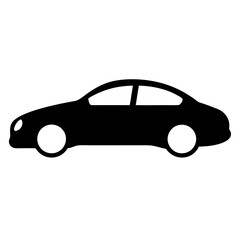 Simple Black Car Silhouette on White Background Representing Transportation and Mobility