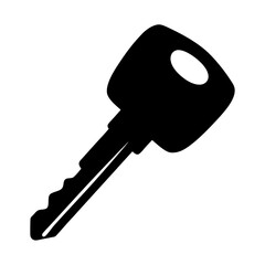 Black and white image of a modern vehicle key design, in silhouette
