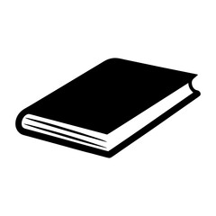 Simple Black and White Graphic Illustration of a Closed Book with Pages