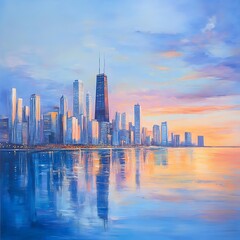 Dusk Sky Brightens City Buildings Near Waterfront High Resolution Picture