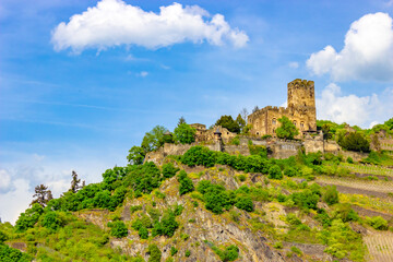 Gutenfels Castle above the Rhine river in Kaub, Germany