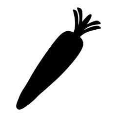 Simple Black and White Carrot Silhouette Illustration for Organic Produce