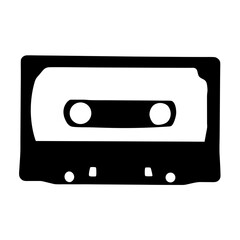 Monochrome Cassette Tape Illustration Reminding of Audio Recordings and Retro Technology