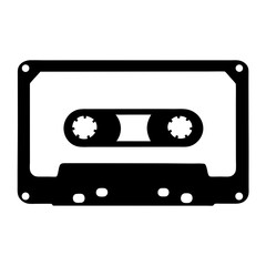Vintage Cassette Tape Black and White Illustration for Retro Audio Enthusiasts