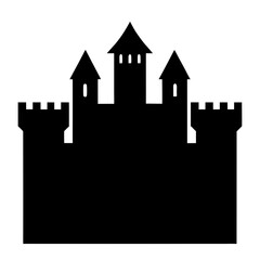 Fototapeta premium Majestic Castle Silhouette with Towers and Battlements in Black and White
