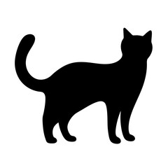 Elegant and mysterious black cat silhouette with gracefully curved tail design