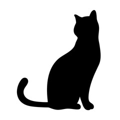 Elegant feline silhouette A poised cat against a stark white canvas