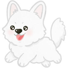 Cute Dog paper texture hand drawn illustration with transparent background