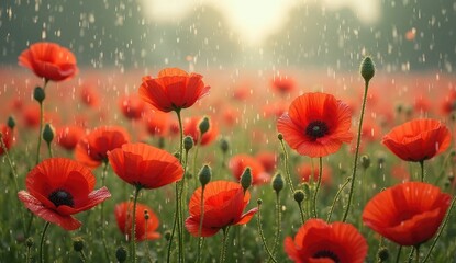 Obraz premium field of red poppies