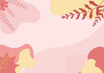 Vector Background Template Floral Pink Leaves Leaf Flower  Spring and Summer Hand drawn