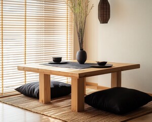 modern living room with table