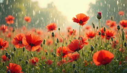 Fototapeta premium field of red poppies