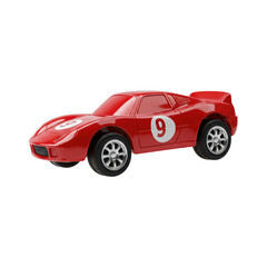 red toy race car with number decal