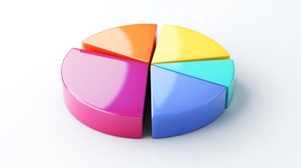 Obraz premium A top-down view of a D pie chart, emphasizing the varying sizes of segments representing sales data, set against a smooth white background for clarity.