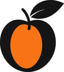 Apricot icon Silhouette vector on transparent background