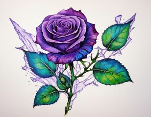 Purple Rose in Water Splash