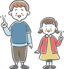 指差しする子供　全身　ベクター