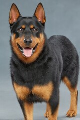 realistic photograph of a full body doberman dog, isolated on white background, backlight with soft front fill for dramatic edge lighting, ideal for poster cutout   no text