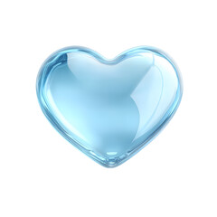 A beautiful, light blue, glass heart shape, perfect for design elements.
