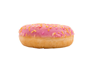 Donut aux fraises vue de coté au format PNG pour incrustation