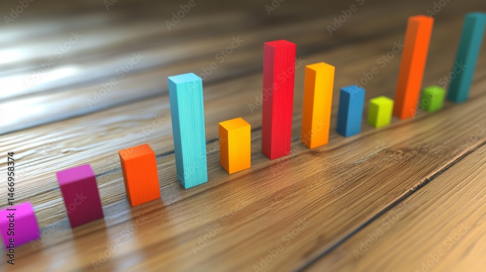 Leinwandbilder a visually engaging d bar graph featuring multicolored bars with shadow effects, displayed on a ligh