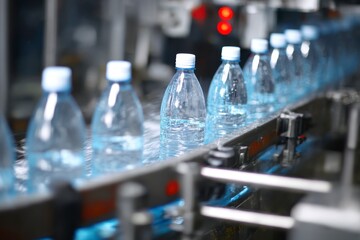 Automatic installation for filling water in plastic bottles