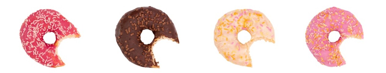 Pack de 4 donuts croqué vue de dessus au format PNG 