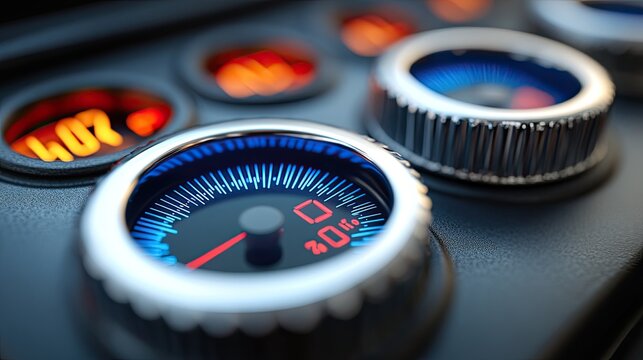 Car Dashboard Gauges Closeup.