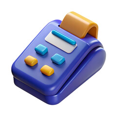 Vibrant 3D POS terminal icon blue orange payment processing design element on transparent background