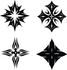 Variety style collection of bold and modern abstract geometric shapes and patterns silhouette and line art vector illustration design set