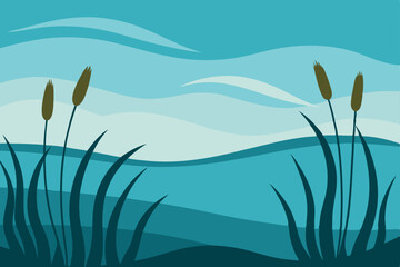 peaceful wetlands with tall grasses swaying 