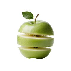 Freshly sliced green apple isolated on black background representing healthy eating and nutritional choices
