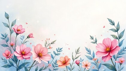 Naklejka premium Delicate watercolor forget-me-nots, subtly layered, pastel shades, repeat, beauty