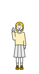 全身のポーズ_シンプルな私服の女の子04