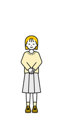 全身のポーズ_シンプルな私服の女の子19