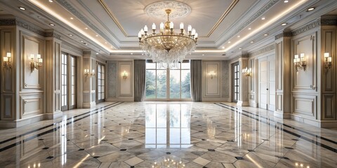 Obraz premium High-end interior with marble floor and crystal chandelier , high end, luxury