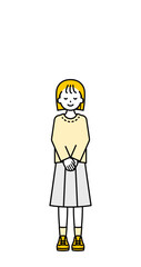 全身のポーズ_シンプルな私服の女の子18