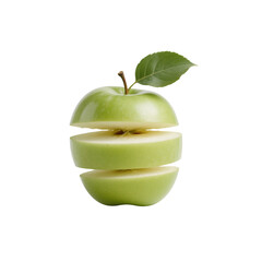 Sliced green apple isolated on black background  healthy food concept fresh fruit illustration for healthy eating education or marketing