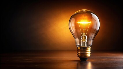 Luminescent Light in Dark Background, light bulb, warm tones, light bulb