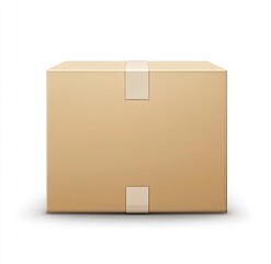 A plain, light beige cardboard box with beige tape