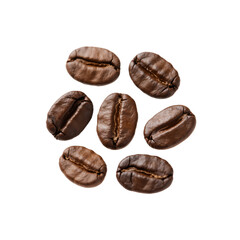 Roasted arabica coffee beans isolated on a black background perfect for coffee related designs and food beverage projects