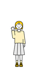 全身のポーズ_シンプルな私服の女の子02