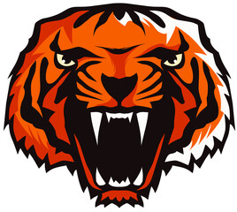 tigre design fantaisie logo tete rugit gueule ouverte