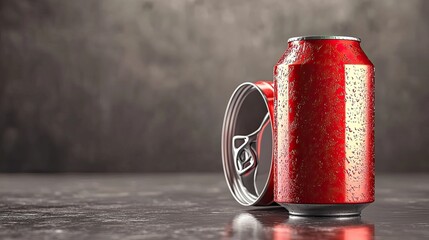 For waste concepts, a compressed drink can that has fallen to the ground is isolated on a clear background.